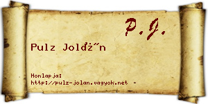 Pulz Jolán névjegykártya